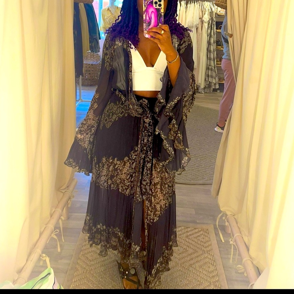 Rococo Sand Long Sleeve Sheer robe